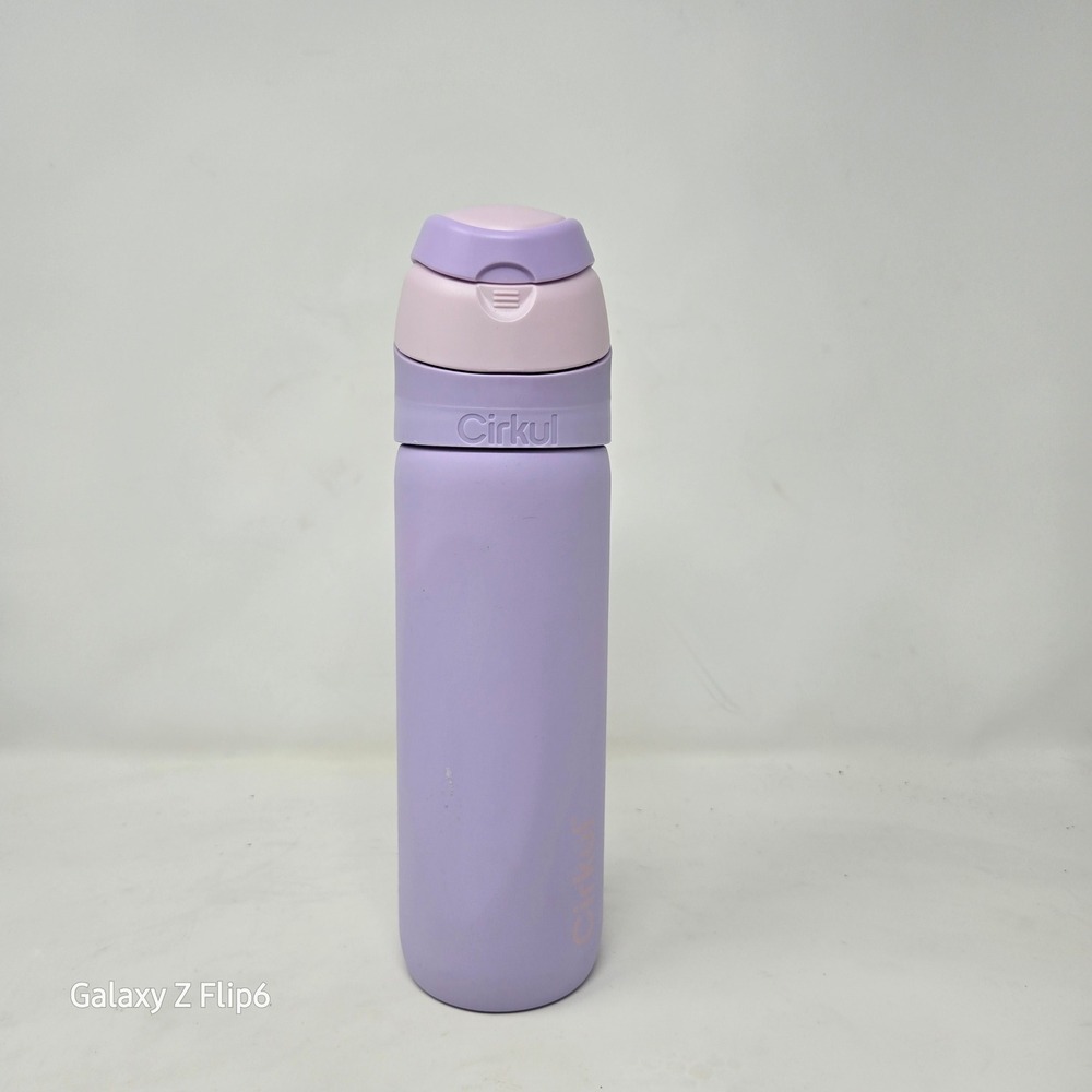 Cirkul Stainless Steel Insulated Water Bottle Lavender Purple Flip Top Lid 22oz